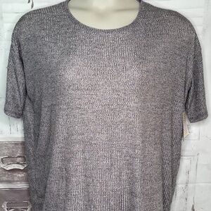 LuLaRoe Irma Womens Purple Twill Pattern Tunic Hi Lo Top Shirt Sz. S Small